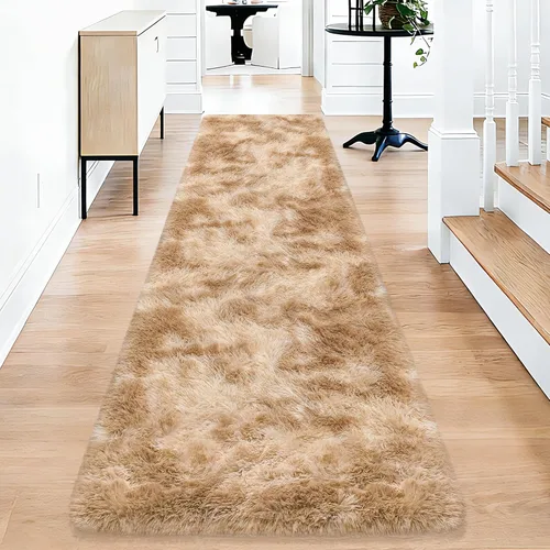 Miniatura 68 de Alfombras de pasillo beige de 2 x 6 pies para dormitorio, sala de estar, alfombra de felpa suave y esponjosa, alfombra de pasillo para pasillos