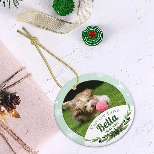 Miniatura 5 de Adorno conmemorativo personalizado para perro, 2025, con imagen de perro, foto y nombre, adornos para árbol de Navidad, regalo personalizado