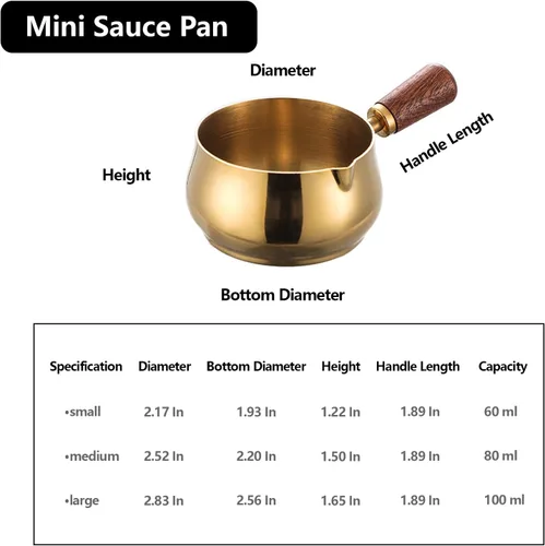 Miniatura 6 de Mini Cacerola de Salsa, Cacerola de Acero Inoxidable Reutilizable 304, Recipiente para Derretir Chocolate, Cuencos para Sumergir Vinagre, Cuenco