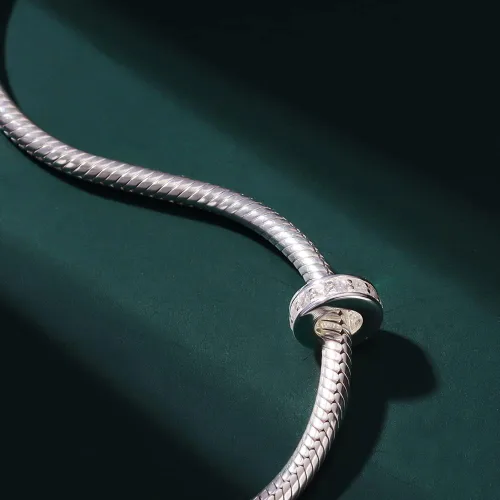 Miniatura 3 de Abalorios espaciadores con circonita cúbica transparente de plata de ley 925 para pulseras Pandora