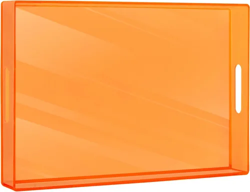 Miniatura 11 de MAONAME Bandeja redonda transparente con asas, bandeja transparente de plástico de 13 pulgadas, bandejas decorativas redondas para mesa de café