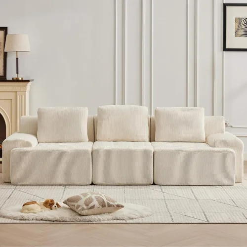 Miniatura 25 de Modular Sectional Sofa with Movable Ottoman, 1 Seat Deep Seat Couch with 1 Pillow, Comfy Cloud Sectional Sofa for Living Room, Bedroom and Apartment