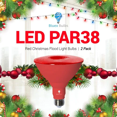 Miniatura 6 de Bluex Bulbs Paquete de 2 bombillas de luz LED BlueX Par38 de inundación color rojo - 18W (equivalente a 120 vatios) - Clasificación de humedad