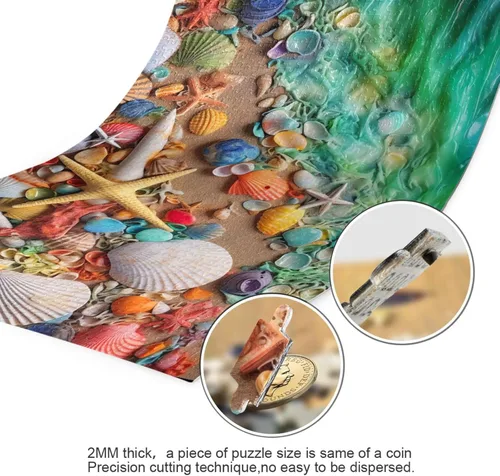 Miniatura 3 de Sea Creatures Shells Jigsaw Puzzles 500 Pieces for Adults with Mesh Storage Bag 2011761