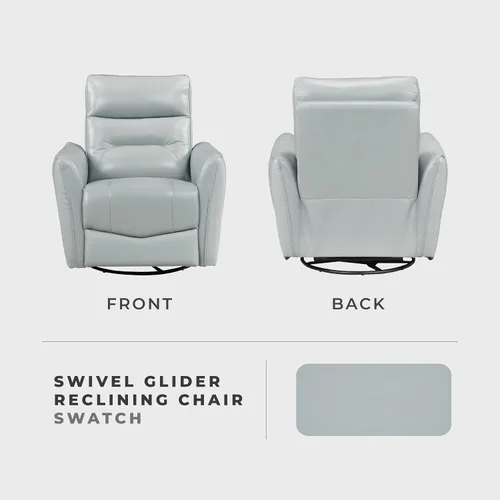 Miniatura 6 de Lexicon Silla reclinable giratoria, sillón reclinable manual de cuero de grano superior, cómodo sillón reclinable para guardería, silla reclinable
