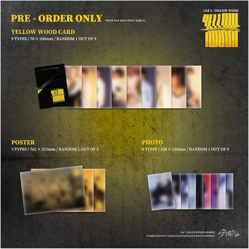 Miniatura 3 de Stray Kids - Cle2: Álbum de madera amarilla (edición normal) + póster plegado [madera amarilla]