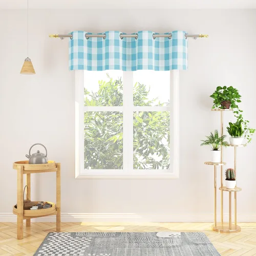 Miniatura 91 de Cortinas de 24 pulgadas de largo con diseño Buffalo Check Gingham Plaid para ventanas de cocina y baño, tratamiento para ventanas con 2 paneles