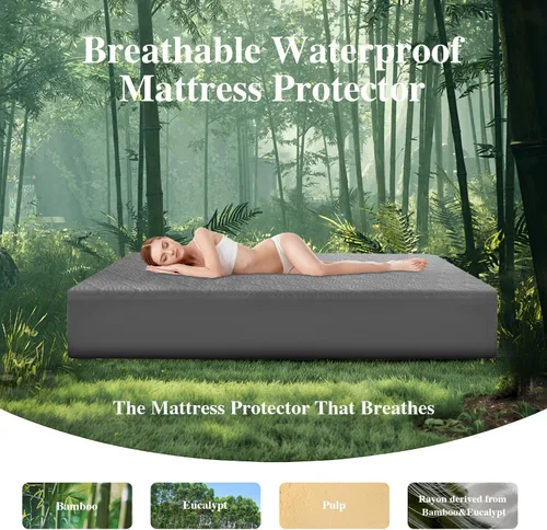 Miniatura 7 de Protector de colchón Twin, funda de colchón impermeable lavable de rayón, cubierta de colchón transpirable y silenciosa, protector de cama