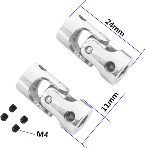 Miniatura 2 de Paquete de 5 conectores de motor de acoplamiento de junta en U universales giratorios para automóvil RC, robot, barco oruga (0.197 in a 0.197 in)