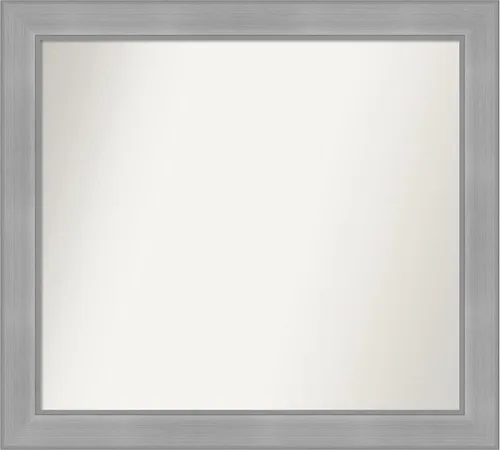 Miniatura 203 de Amanti Art Espejo de baño plateado para sobre el fregadero, 24 x 24 pulgadas, espejo cuadrado de peltre forjado a medida, marco de madera casual