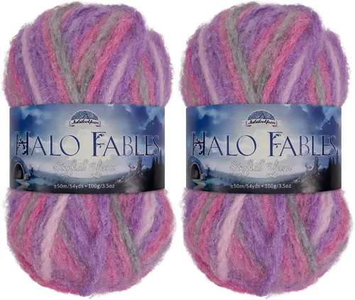 Miniatura 27 de JubileeYarn Halo Fables Yarn - 100g/Skein Bulky Polyester - North Wind Sun - 2 Skeins