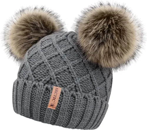 Miniatura 4 de Arctic Paw Womens Winter Hat Cable Knit Beanie for Women Faux Fur Pompom Ears