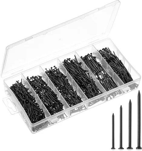 Miniatura 13 de Mr. Pen - Kit de clavos surtidos, 400 unidades, 6 tamaños, plateados, clavos pequeños para colgar cuadros, clavos de acabado, clavos de pared