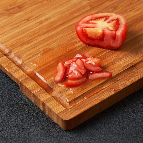 Miniatura 6 de Tablas de cortar de bambú de 24 x 18 pulgadas, bandeja para servir queso charcutería XXL con asas y ranuras para jugos, estructura sólida, delgada