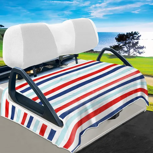Miniatura 13 de YOKYHOM Fundas de asiento de carrito de golf para carritos de 2 y 4 pasajeros, manta suave de toalla de asiento que protege del calor, el frío