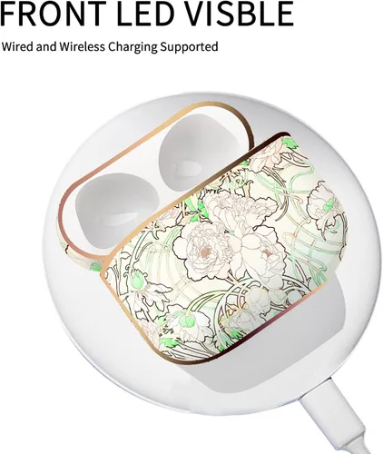 Miniatura 6 de Berkin Arts Funda compatible con AirPods Pro de 2ª generación, cubierta dura de oro rosa con llavero Cloisonnism Garden Neon Flower