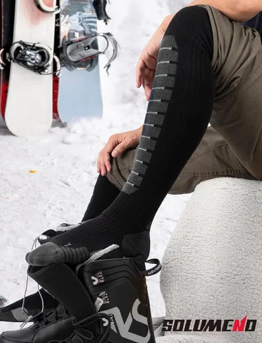 Miniatura 6 de Calcetines de esquí para hombres y mujeres (paquete de 36), calcetines cálidos de invierno por encima de la rodilla, puños antideslizantes