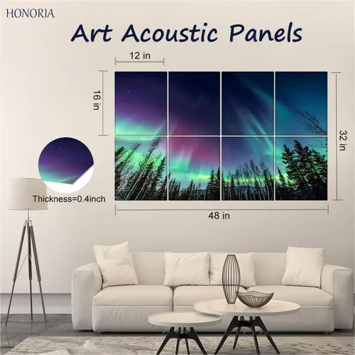Miniatura 3 de HONORIA Paquete de 8 Paneles Acústicos de Arte de 48X32 Pulgadas Paneles Absorbentes de Sonido, Paneles de Pared Autoadhesivos a Prueba de Sonido