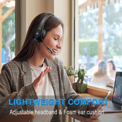 Miniatura 5 de CONAMBO JBT100 - Auriculares Bluetooth para camionero con doble micrófono con cancelación de ruido, CVC8.0, botón de silencio, auriculares