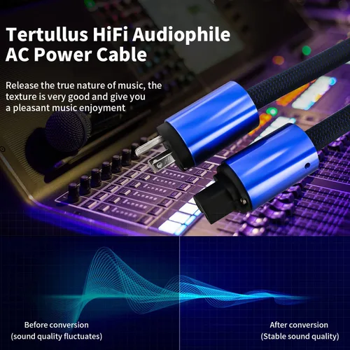 Miniatura 8 de Tertullus Cable de alimentación de alta fidelidad, cable de alimentación audiófilo de audio Ac 11AWG 125V 15A con enchufe IEC C15 de EE. UU.