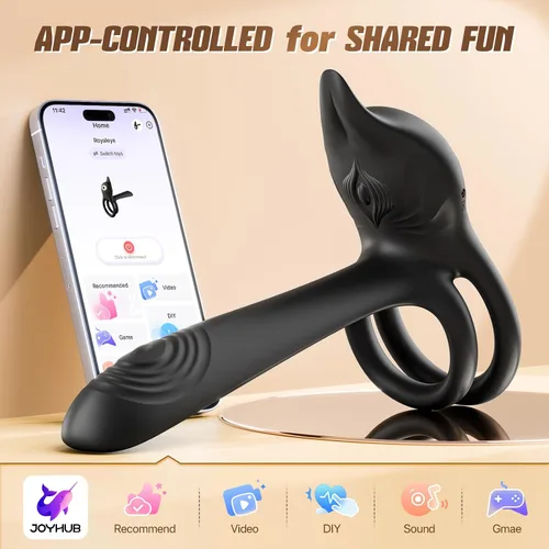 Miniatura 7 de MOOLIGIRL - Anillo de pene de juguete sexual para adultos, anillo doble para pene con estimulador de clítoris rosa y vibrador de punto G, 10 modos