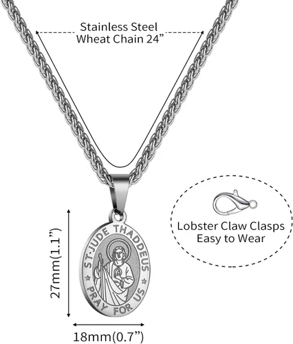Miniatura 2 de RS Saint St MichaelChristopherJudeBenedictJosephAnthony Medal Necklace for Boys Men 24 In Religious gifts