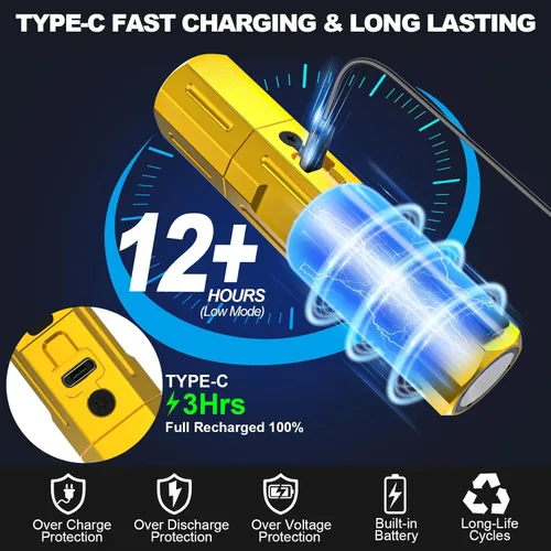 Miniatura 4 de Linternas recargables de alto lúmenes, linterna magnética de bolsillo pequeño superbrillante, 8 modos de luz LED táctica, potente luz de trabajo
