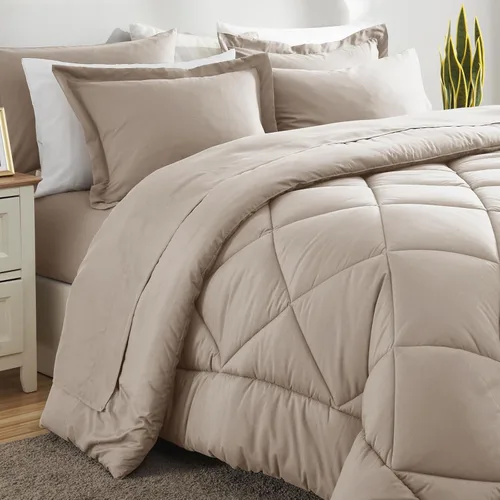 Miniatura 8 de CozyLux Juego de edredón tamaño queen de lino - Ropa de cama en una bolsa tamaño queen de 7 piezas, juego de cama suave de lujo para todas