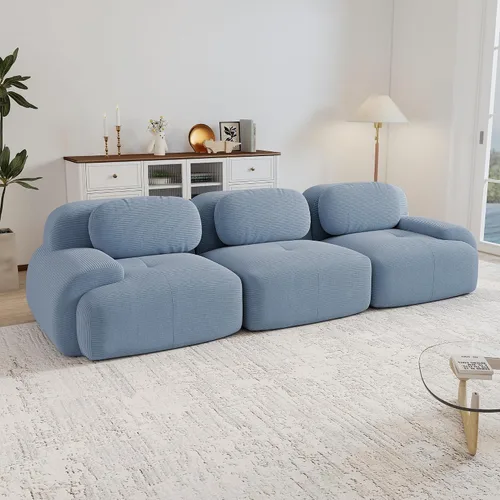 Miniatura 22 de Sofás modulares modulares sin hueso de 82 pulgadas para sala de estar, juego de sofá comprimido de 2 plazas, no requiere montaje, tela de pana, Verde