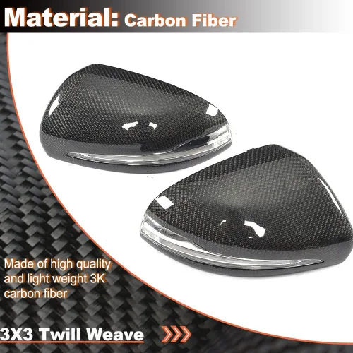Miniatura 4 de Cubiertas de espejo lateral de fibra de carbono para Mercedes Benz W205 W213 W222 W257 Kit de cuerpo de tapas retrovisoras de repuesto (LHD)