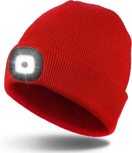 Miniatura 8 de Gorro LED unisex, linterna de invierno recargable por USB, gorro de Navidad con luz para hombre, azul