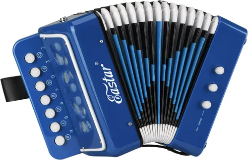Eastar Juguete de acordeón para niños, mini instrumentos musicales de acordeón, botón de 10 teclas para niños, niños pequeños principiantes (azul)