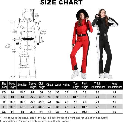 Miniatura 6 de GSOU SNOW Traje de nieve de una pieza para mujer, traje de esquí, impermeable, traje de snowboard aislado cálido invierno