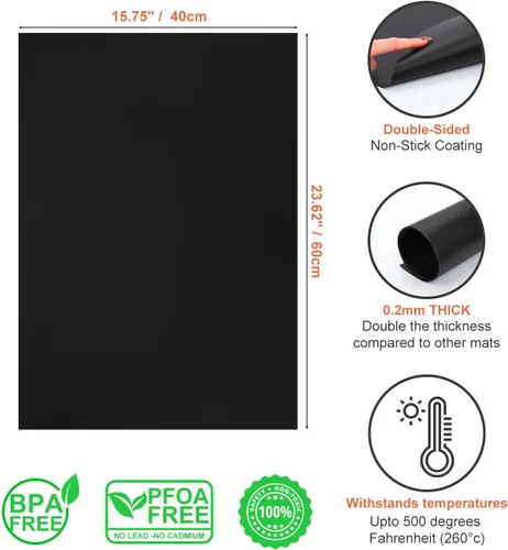 Miniatura 2 de Revestimientos de horno para la parte inferior del horno, paquete de 2 alfombrillas para horno, 15.75 x 23.62 pulgadas, fáciles de limpiar