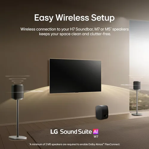 Miniatura 7 de LG W7 Sound Suite Wireless Subwoofer - 8” Deep Bass, Dolby Atmos FlexConnect, Compatible TVs, H7 Soundbar & M5/M7 Speakers, Flexible