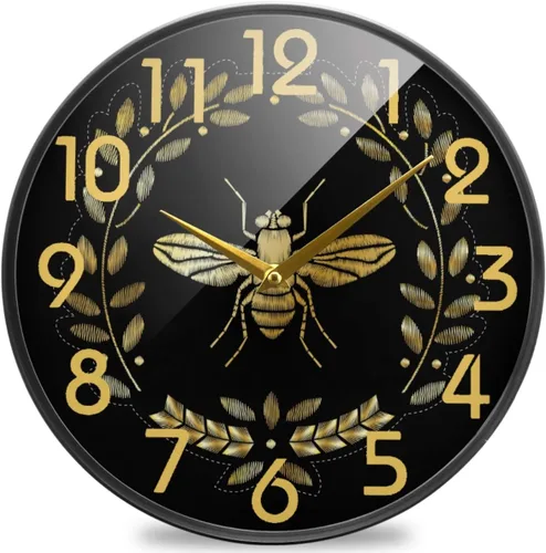 Miniatura 11 de Naanle Reloj de pared redondo con estampado de bandera de la policía estadounidense envejecida, reloj de escritorio analógico silencioso de cuarzo