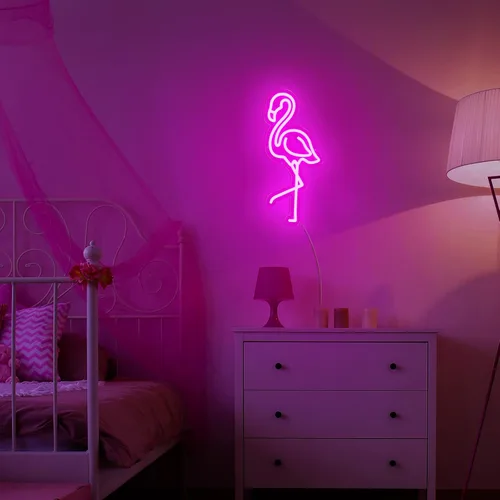 Miniatura 7 de ROCEEI Letrero de neón LED de flamenco tropical, luces de neón alimentadas por USB, letrero de arte de pared para decoración de Navidad, habitación