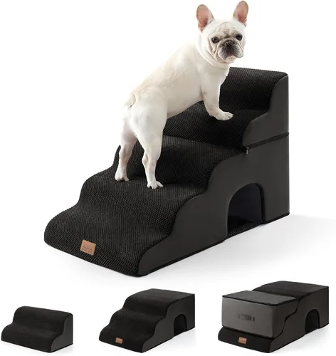 Miniatura 32 de COZY KISS Escaleras anchas para perros pequeños de 15.7 pulgadas de alto, escalón para mascotas para cachorros, gatos mayores, rampa curva