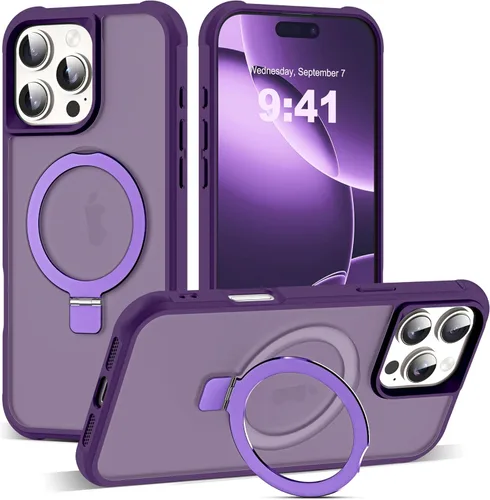 Miniatura 160 de SKYLMW – Funda compatible con iPhone 12 Pro Max y iPhone 13 Pro Max con soporte magnético invisible tipo anillo, fundas translúcidas para teléfonos