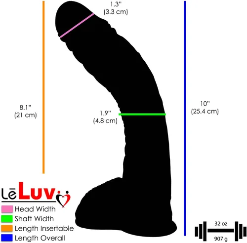 Miniatura 4 de LeLuv Dildo Big Bent - Taza de succión realista de 10 pulgadas, paquete de chocolate curvo y venoso grueso con lápiz labial secreto