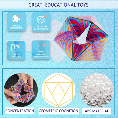 Miniatura 4 de Kaleidocycle - Cubo para la ansiedad para niños, cubo mágico infinito para adultos para mantener la calma y la ansiedad, antidepresión, juguetes