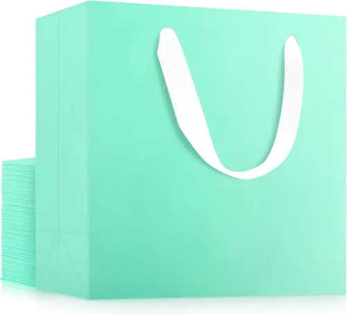 Miniatura 27 de EUSOAR Bolsas de Regalo Grandes Azul Marino, Paquete de 25 - Bolsas de Papel de Compras de 12.5"x4.5"x11" con Asas para Negocios, Manualidades