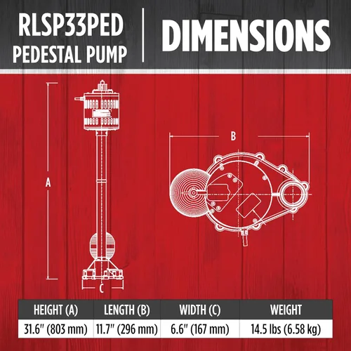 Miniatura 2 de Red Lion RLSP33PED Bomba de pedestal termoplástica de 115 voltios, 1/3 HP, 3300 GPH con cable de 8 pies, color negro, 14942052