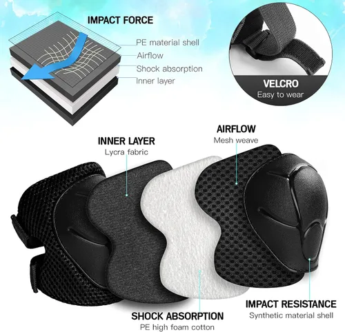 Miniatura 3 de Wemfg - Juego de protección para niños, rodilleras para niños de 3 a 14 años, rodilleras y coderas con protectores de muñeca 3 en 1 para patinaje