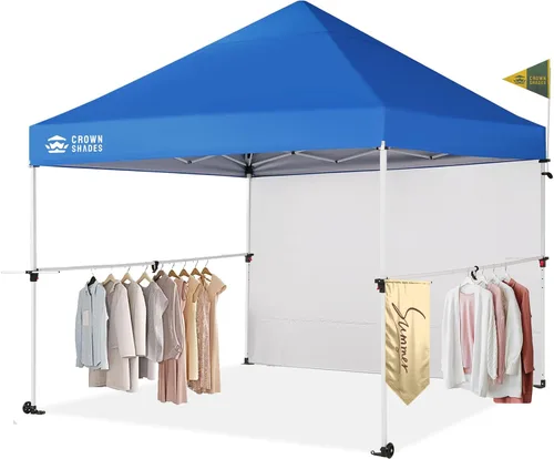 CROWN SHADES Tienda de campaña comercial desplegable de 10 x 10, configuración patentada de un empuje, tienda de campaña de proveedor resistente, 1