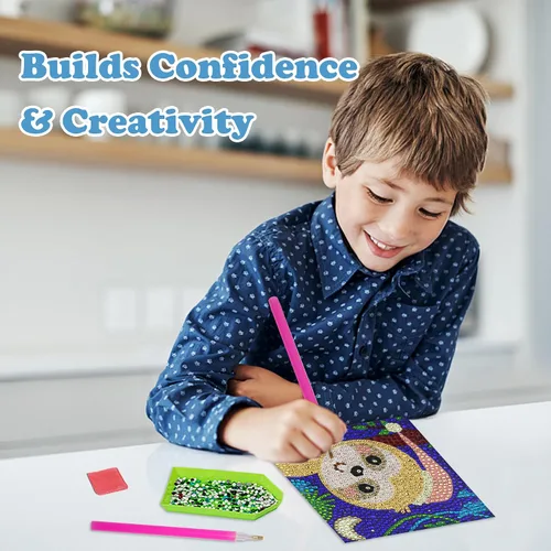 Miniatura 7 de QEUOYSS Kits de arte de diamantes 5D para niños principiantes, kits fáciles de artes y manualidades para niños de 8 a 12 años, juego de manualidades