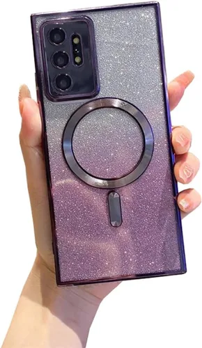 Miniatura 3 de Doowear Funda magnética con purpurina para Galaxy Note 10 + Plus, antiarañazos, a prueba de golpes, de lujo, plateada, transparente, protección