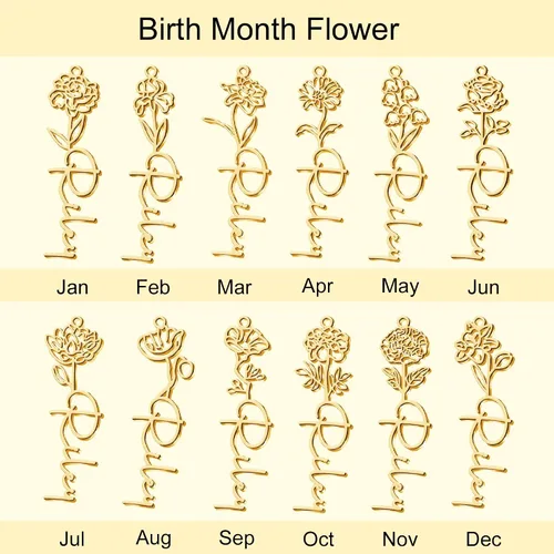 Miniatura 10 de TRANGEL Custom Birth Flower Name Necklace Personalized 18K Gold Plated Necklace Floral Pendant Jewelry Mothers Christmas Birthday Gift for Women