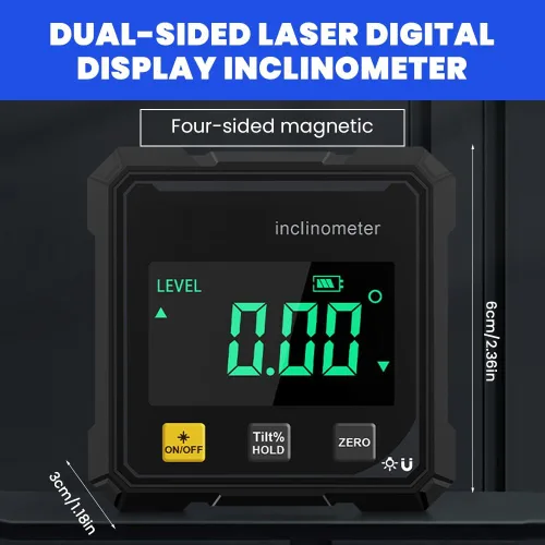 Miniatura 7 de Saker - Herramienta transportadora digital de ángulo 2026, inclinómetro de alta precisión de 4 × 90° con pantalla LED, medidor de ángulo magnético
