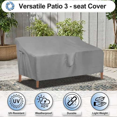 Miniatura 4 de OutdoorLines Funda impermeable para sofá de 3 plazas para patio al aire libre, resistente a los rayos UV, fundas para muebles de patio, resistentes